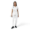 Force Essentials Women's Notch Neck Tunic Knit Panel Scrub Top White full scrub set