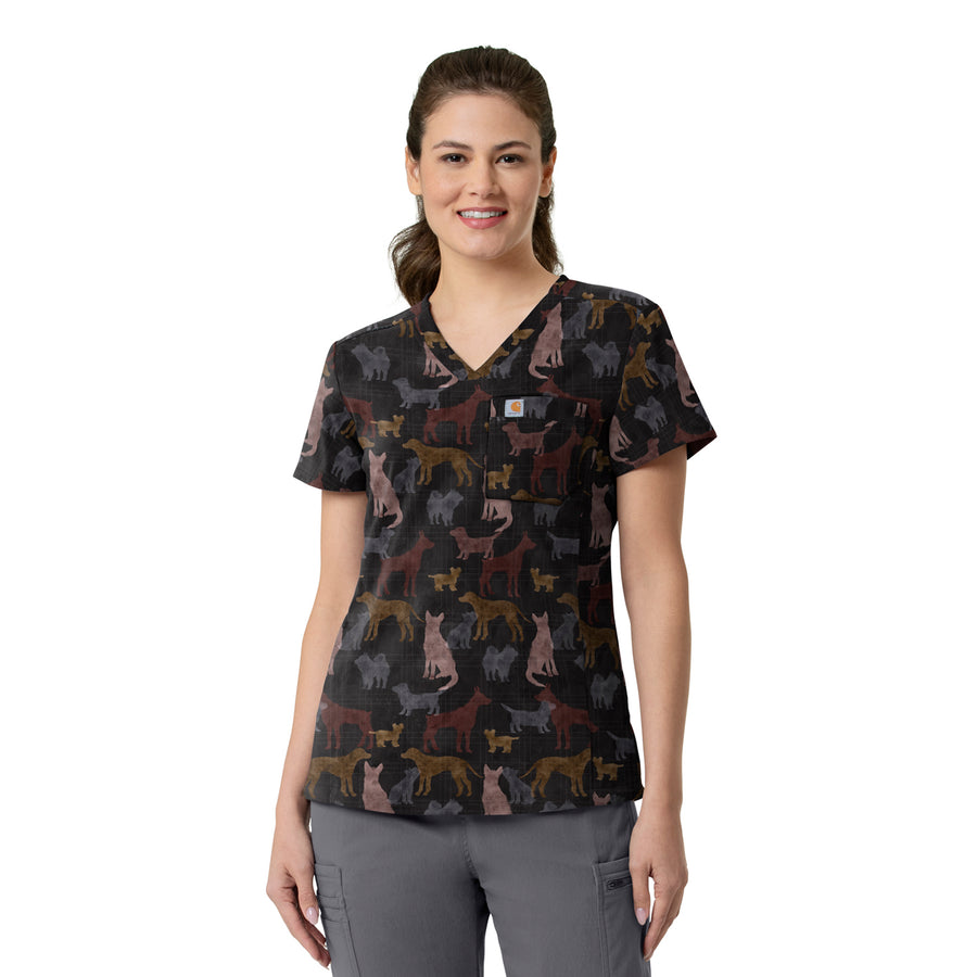 Carhartt Prints Women's Tuck-In Print Scrub Top Heartwarming Hounds