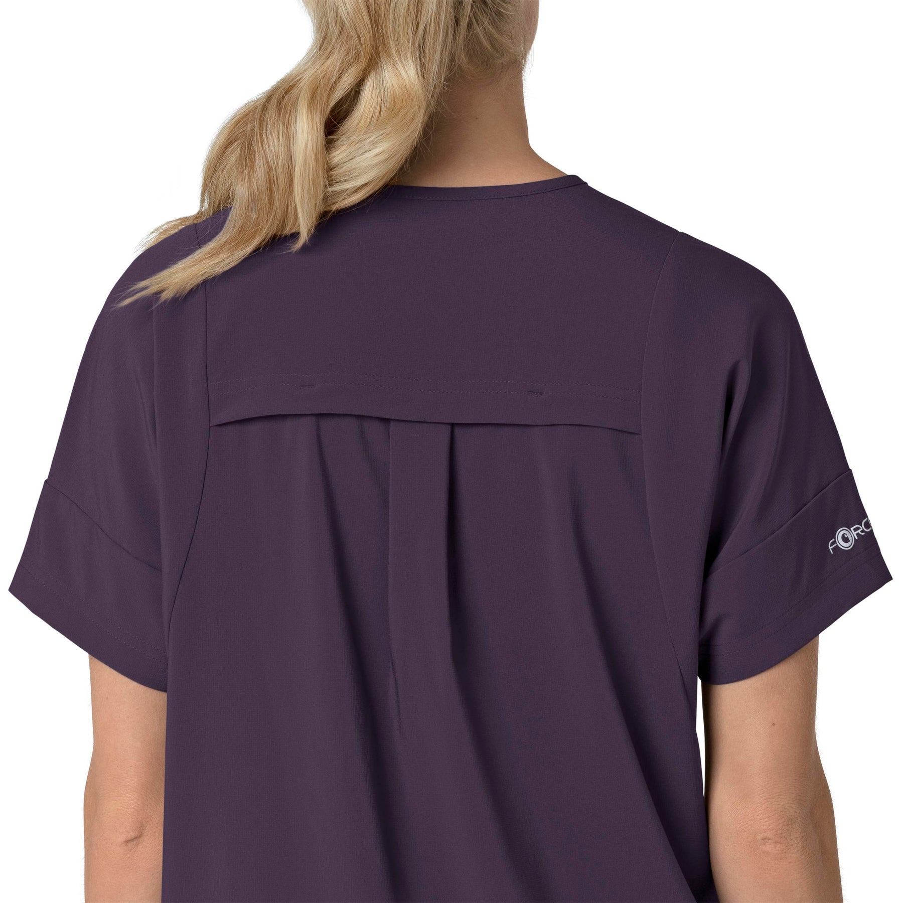 Force Cross-Flex Women's Oversized V-Neck Scrub Top Black Plum side detail 2