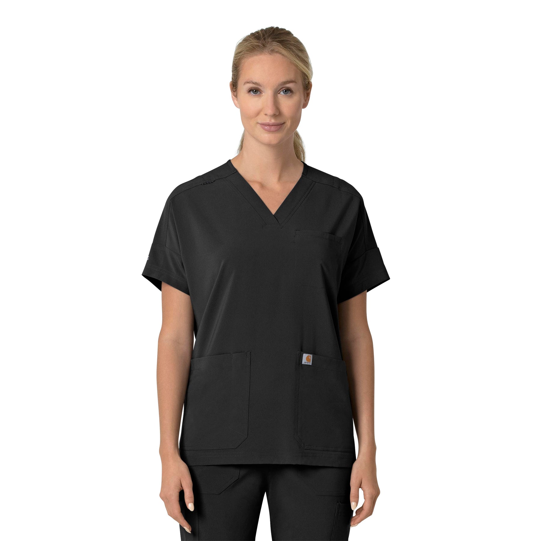 Force Cross-Flex Women's Oversized V-Neck Scrub Top Black