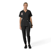 Force Cross-Flex Women's Oversized V-Neck Scrub Top Black full scrub set