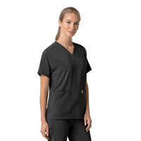 Force Cross-Flex Women's Oversized V-Neck Scrub Top Black side view