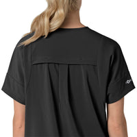 Force Cross-Flex Women's Oversized V-Neck Scrub Top Black side detail 2