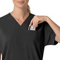 Force Cross-Flex Women's Oversized V-Neck Scrub Top Black hemline detail