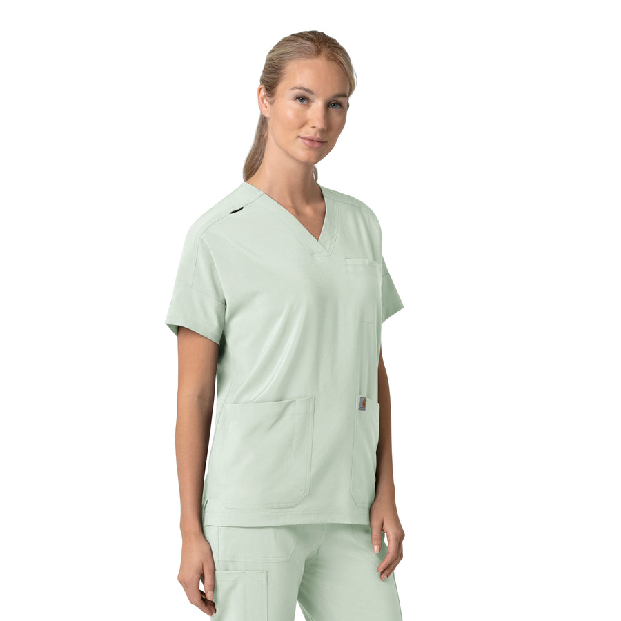 Carhartt Force Cross-Flex Women's Oversized V-Neck Scrub Top - Big Sky side view