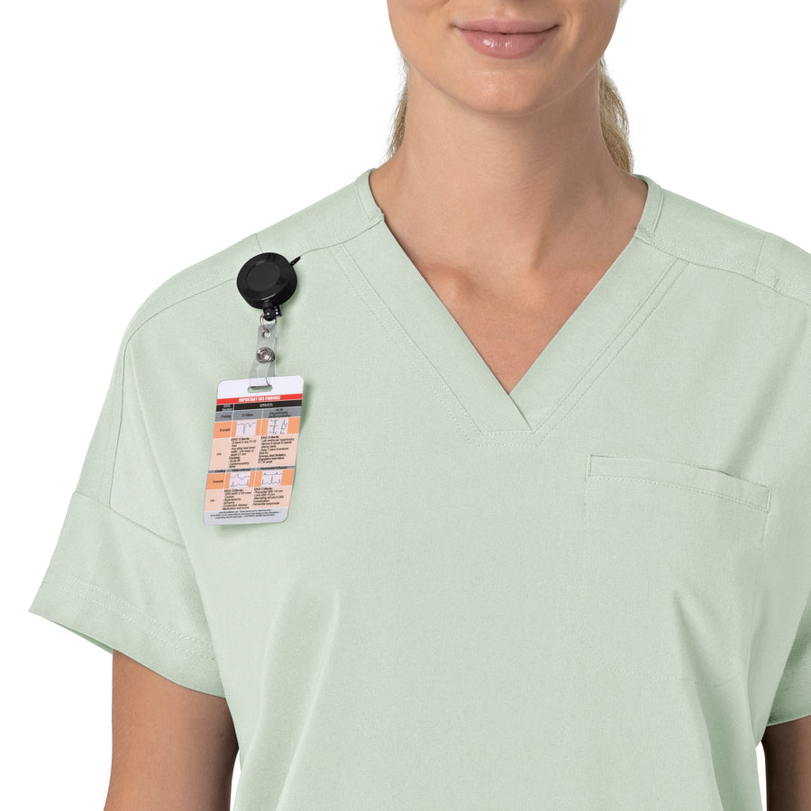 Carhartt Force Cross-Flex Women's Oversized V-Neck Scrub Top - Big Sky badge loop detail
