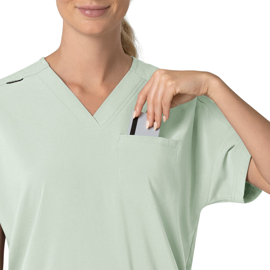 Carhartt Force Cross-Flex Women's Oversized V-Neck Scrub Top - Big Sky chest pocket