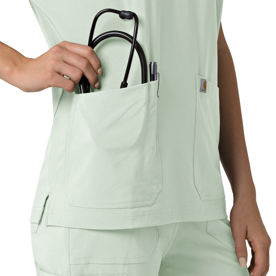 Carhartt Force Cross-Flex Women's Oversized V-Neck Scrub Top - Big Sky right pocket