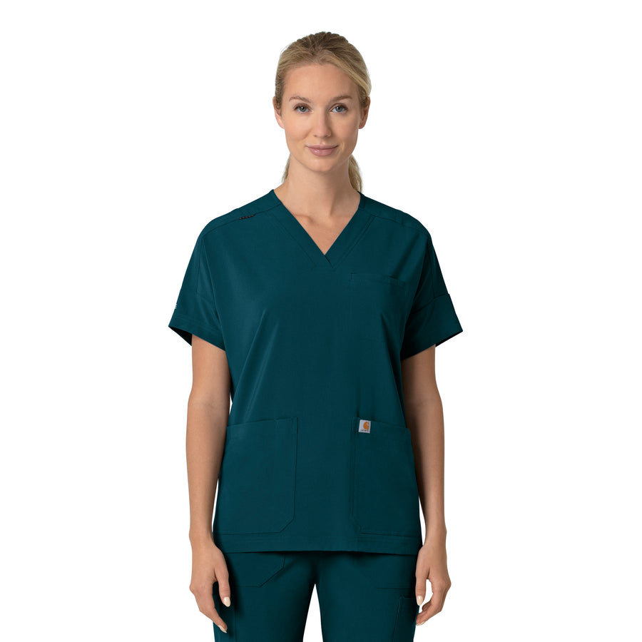 Force Cross-Flex Women's Oversized V-Neck Scrub Top Caribbean