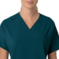 Force Cross-Flex Women's Oversized V-Neck Scrub Top Caribbean front detail