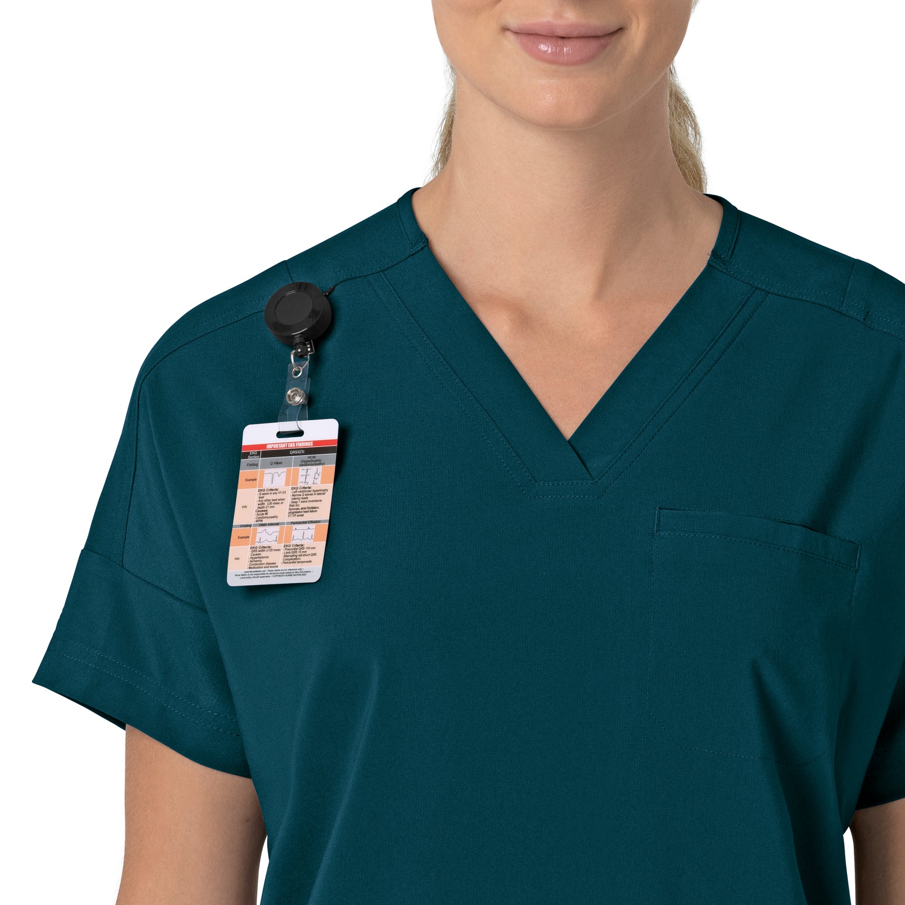 Force Cross-Flex Women's Oversized V-Neck Scrub Top Caribbean side detail 1