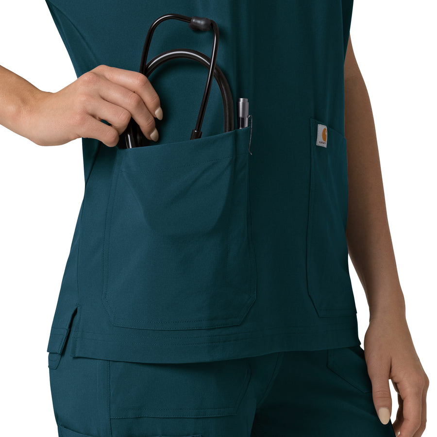 Force Cross-Flex Women's Oversized V-Neck Scrub Top Caribbean back detail
