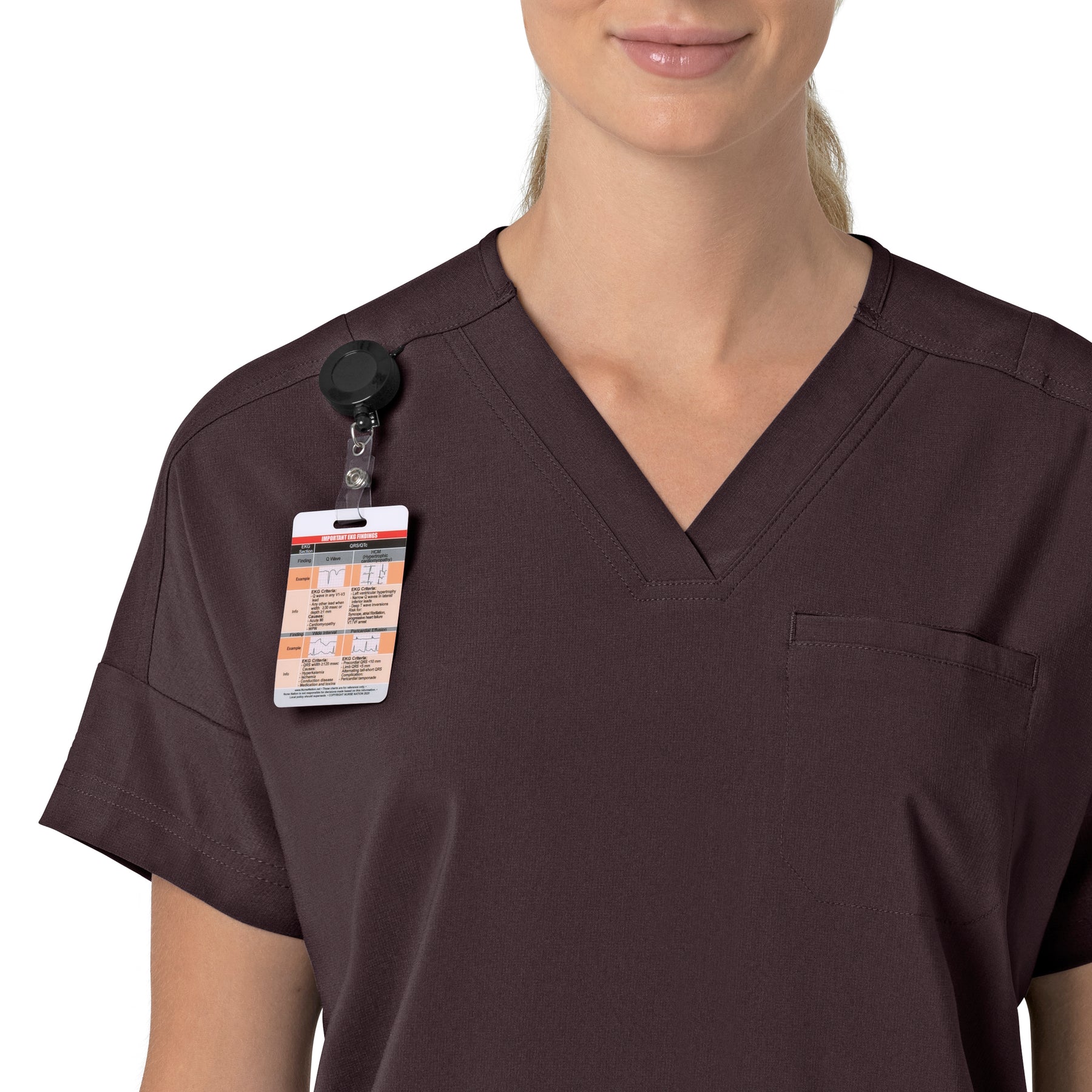 Force Cross-Flex Women's Oversized V-Neck Scrub Top Dark Sepia side detail 1