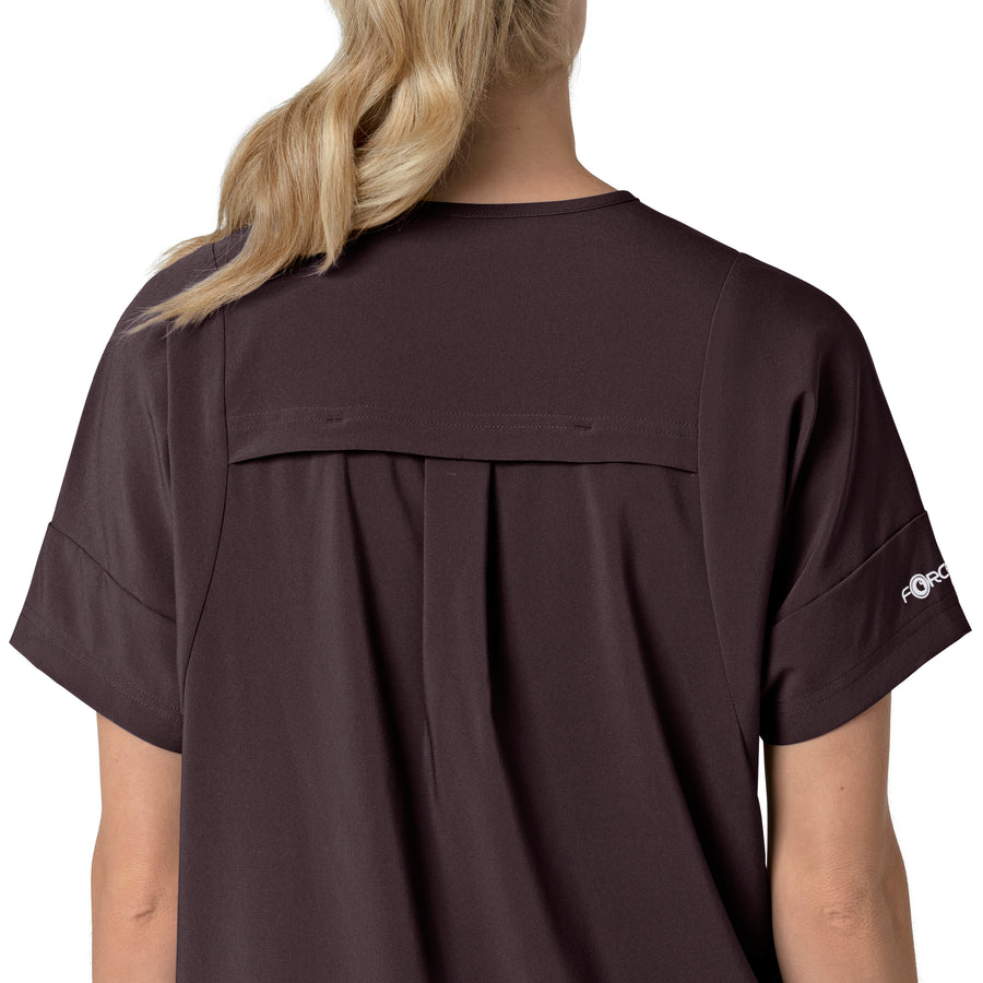 Force Cross-Flex Women's Oversized V-Neck Scrub Top Dark Sepia side detail 2