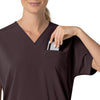 Force Cross-Flex Women's Oversized V-Neck Scrub Top Dark Sepia hemline detail
