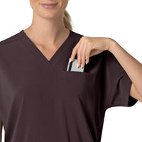 Force Cross-Flex Women's Oversized V-Neck Scrub Top Dark Sepia hemline detail