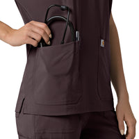 Force Cross-Flex Women's Oversized V-Neck Scrub Top Dark Sepia back detail
