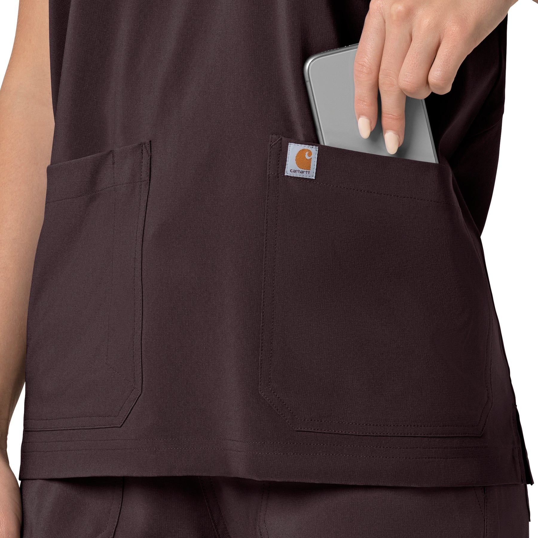Carhartt Force Cross-Flex Women's Oversized V-Neck Scrub Top - Dark Sepia