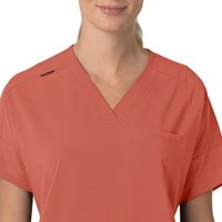 Force Cross-Flex Women's Oversized V-Neck Scrub Top Dusty Cedar front detail