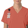 Force Cross-Flex Women's Oversized V-Neck Scrub Top Dusty Cedar side detail 1