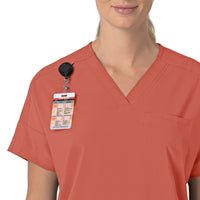 Force Cross-Flex Women's Oversized V-Neck Scrub Top Dusty Cedar side detail 1