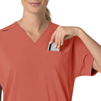 Force Cross-Flex Women's Oversized V-Neck Scrub Top Dusty Cedar hemline detail