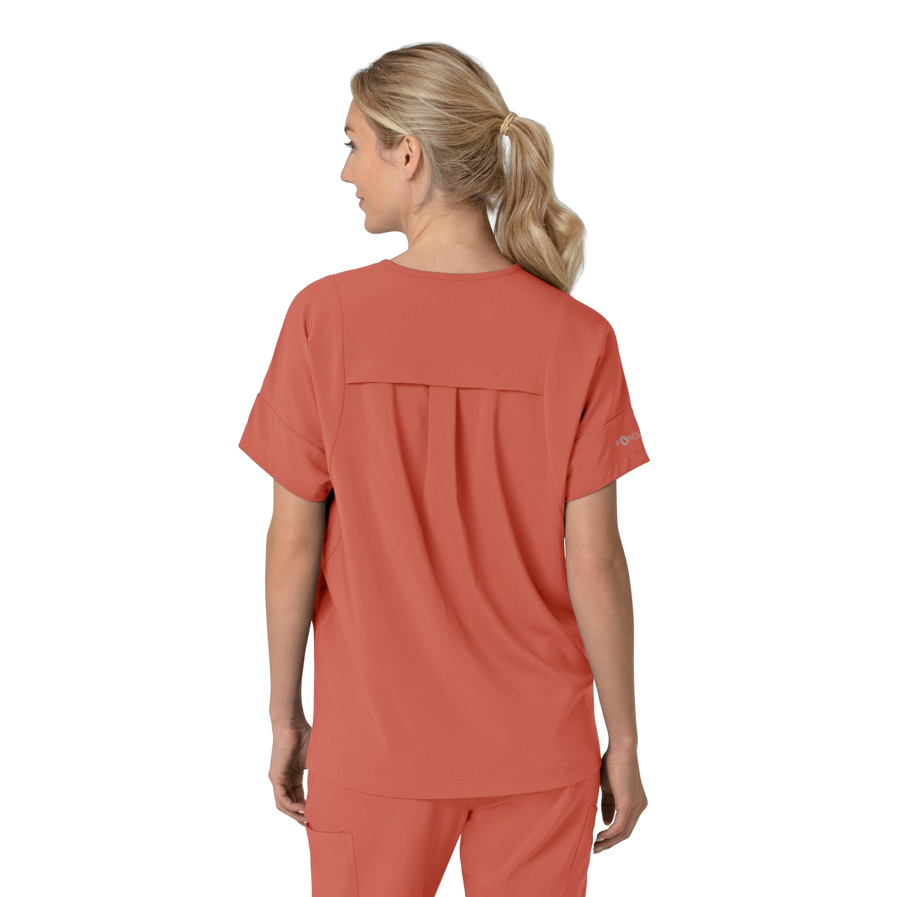Force Cross-Flex Women's Oversized V-Neck Scrub Top Dusty Cedar back view