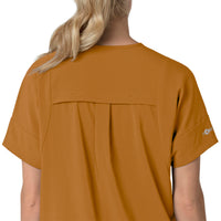 Force Cross-Flex Women's Oversized V-Neck Scrub Top Fox Brown side detail 2