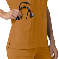 Force Cross-Flex Women's Oversized V-Neck Scrub Top Fox Brown back detail
