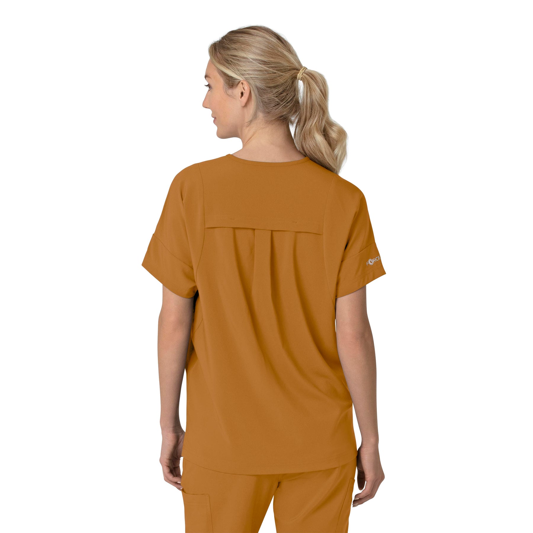 Force Cross-Flex Women's Oversized V-Neck Scrub Top Fox Brown back view