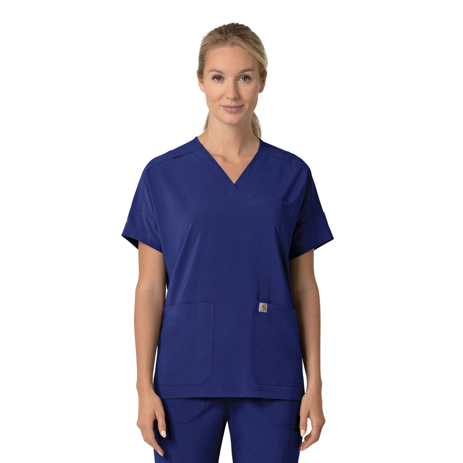 Force Cross-Flex Women's Oversized V-Neck Scrub Top Galaxy Blue