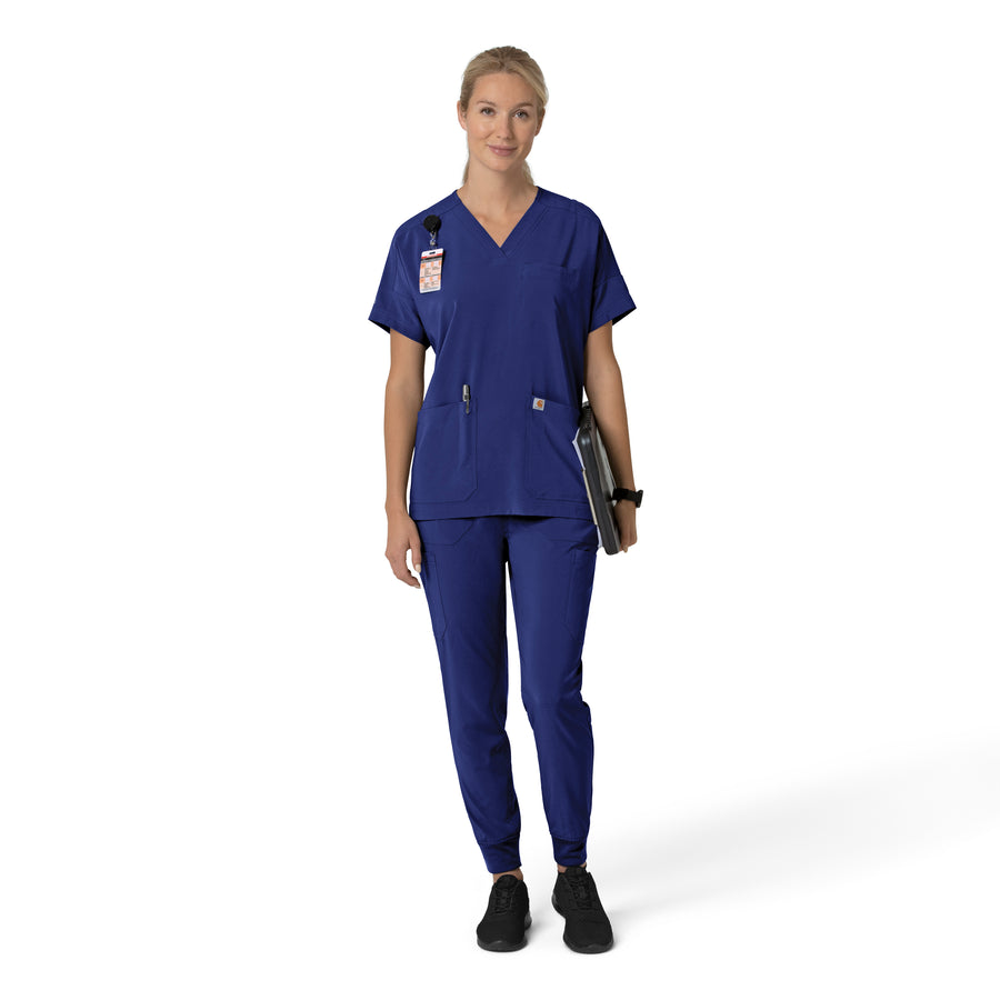 Force Cross-Flex Women's Oversized V-Neck Scrub Top Galaxy Blue full scrub set