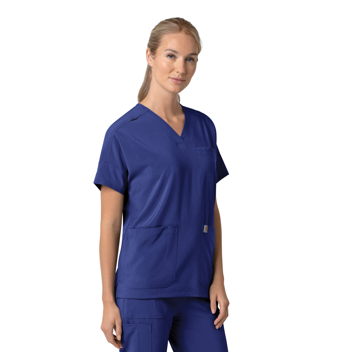 Force Cross-Flex Women's Oversized V-Neck Scrub Top Galaxy Blue side view