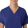 Force Cross-Flex Women's Oversized V-Neck Scrub Top Galaxy Blue front detail