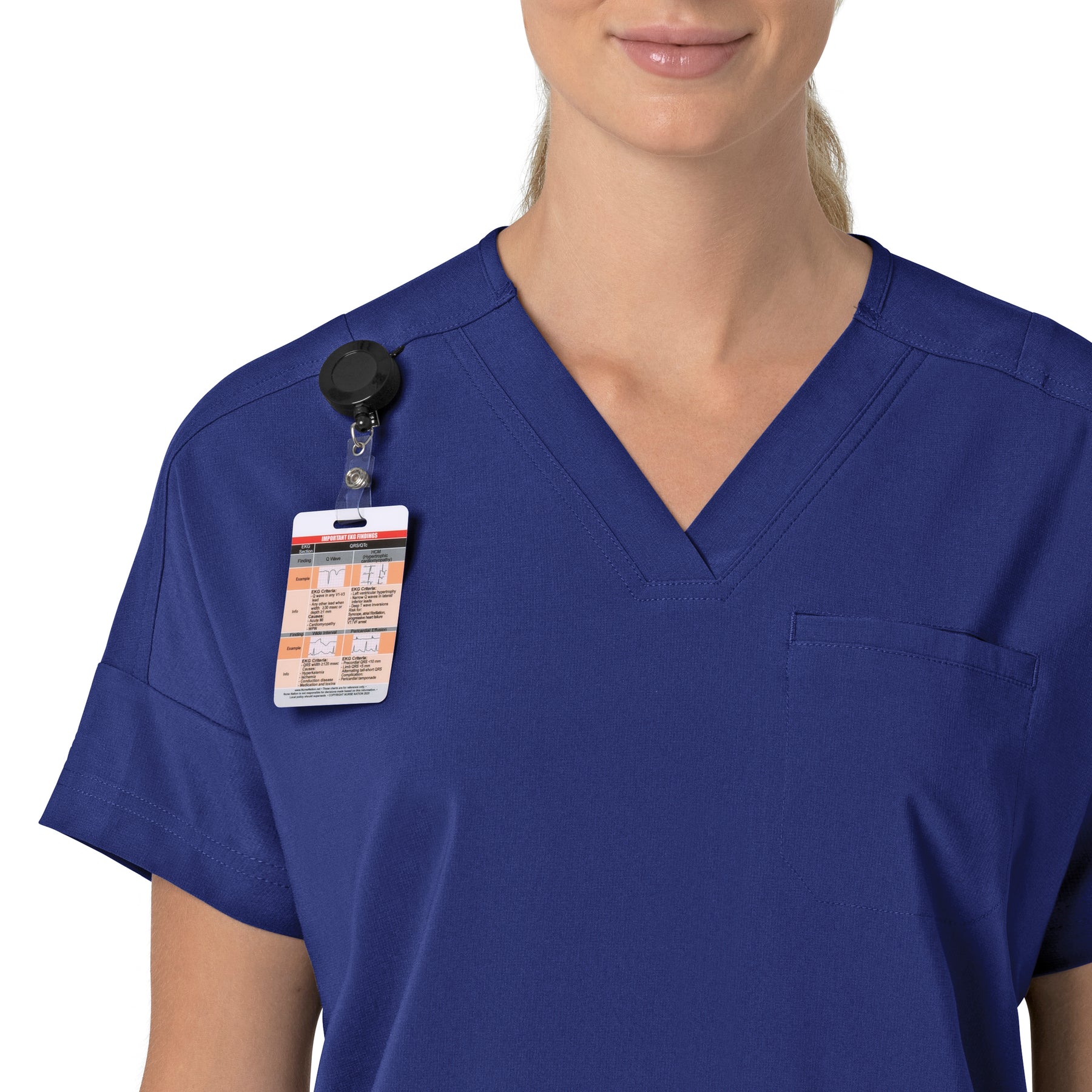 Force Cross-Flex Women's Oversized V-Neck Scrub Top Galaxy Blue side detail 1
