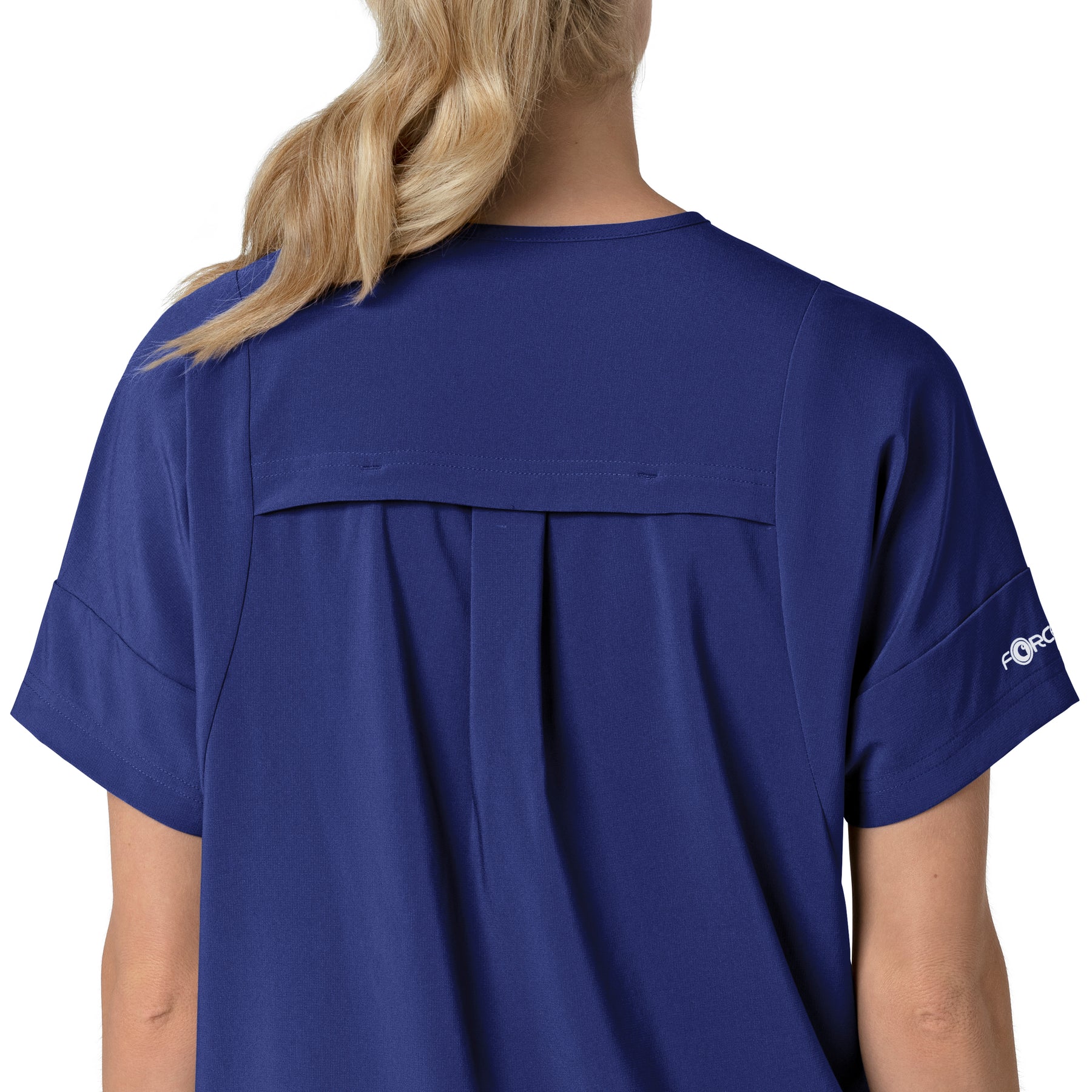 Force Cross-Flex Women's Oversized V-Neck Scrub Top Galaxy Blue side detail 2