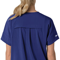 Force Cross-Flex Women's Oversized V-Neck Scrub Top Galaxy Blue side detail 2