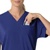 Force Cross-Flex Women's Oversized V-Neck Scrub Top Galaxy Blue hemline detail