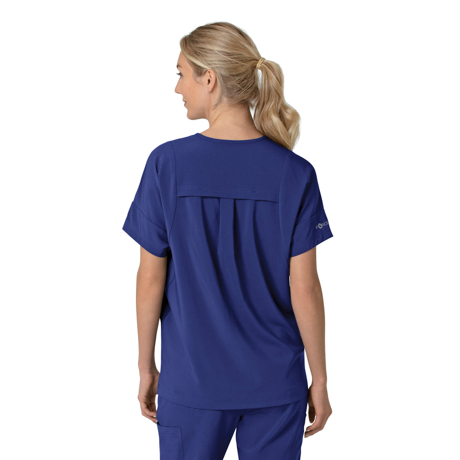 Force Cross-Flex Women's Oversized V-Neck Scrub Top Galaxy Blue back view