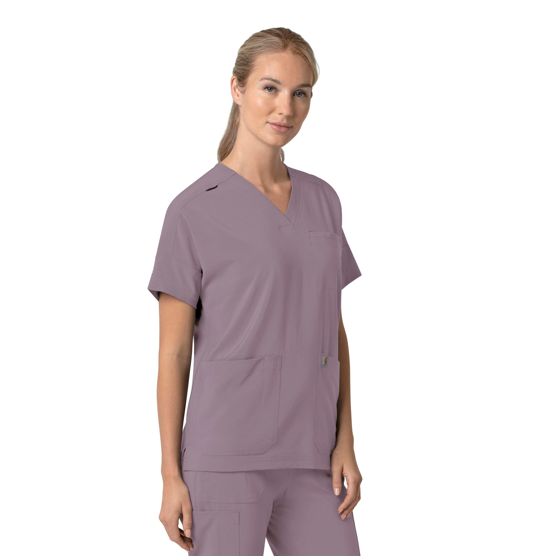 Force Cross-Flex Women's Oversized V-Neck Scrub Top Lavender Mist side view
