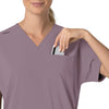 Force Cross-Flex Women's Oversized V-Neck Scrub Top Lavender Mist hemline detail