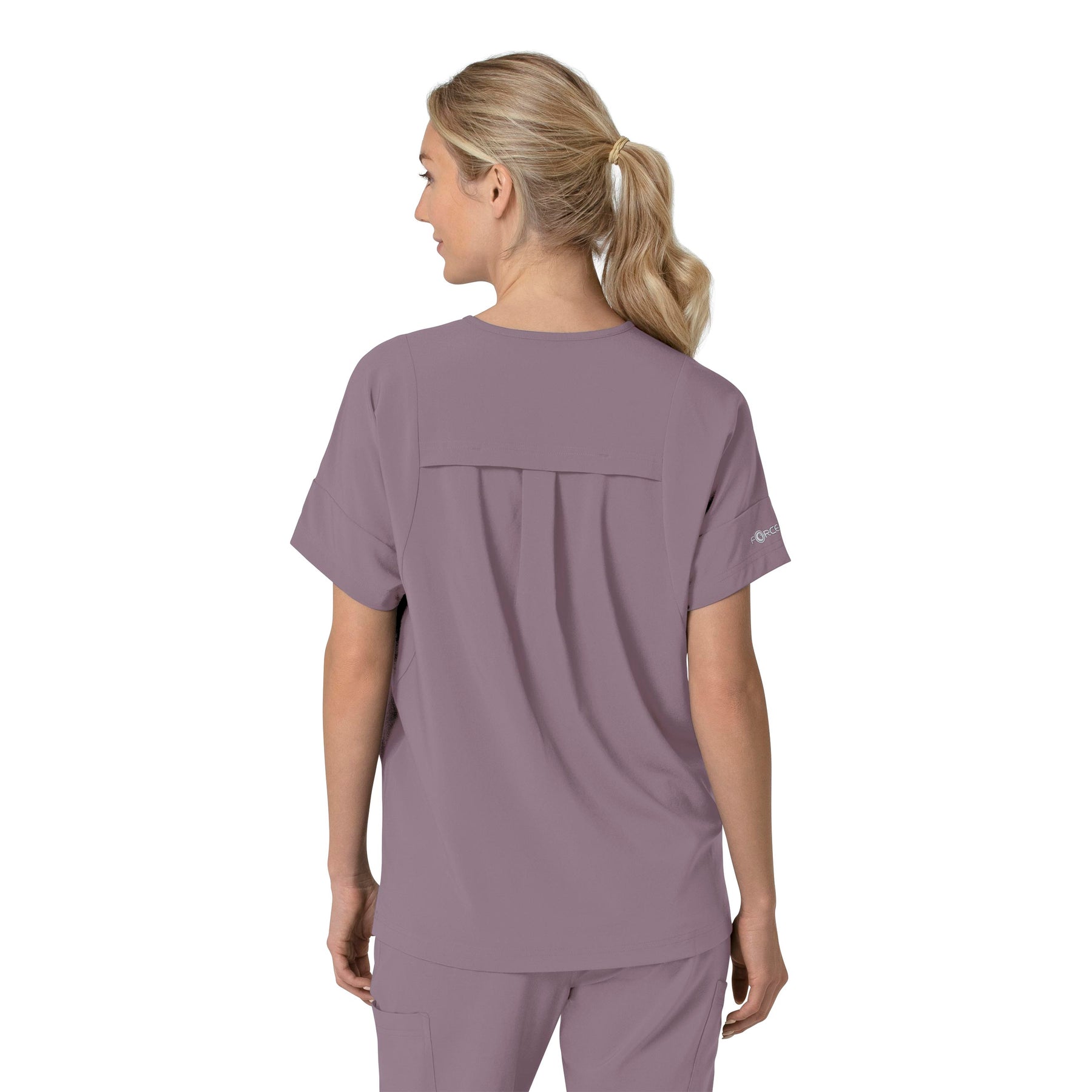 Force Cross-Flex Women's Oversized V-Neck Scrub Top Lavender Mist back view