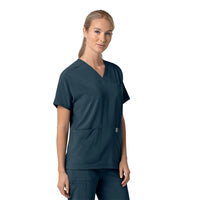 Force Cross-Flex Women's Oversized V-Neck Scrub Top Navy side view