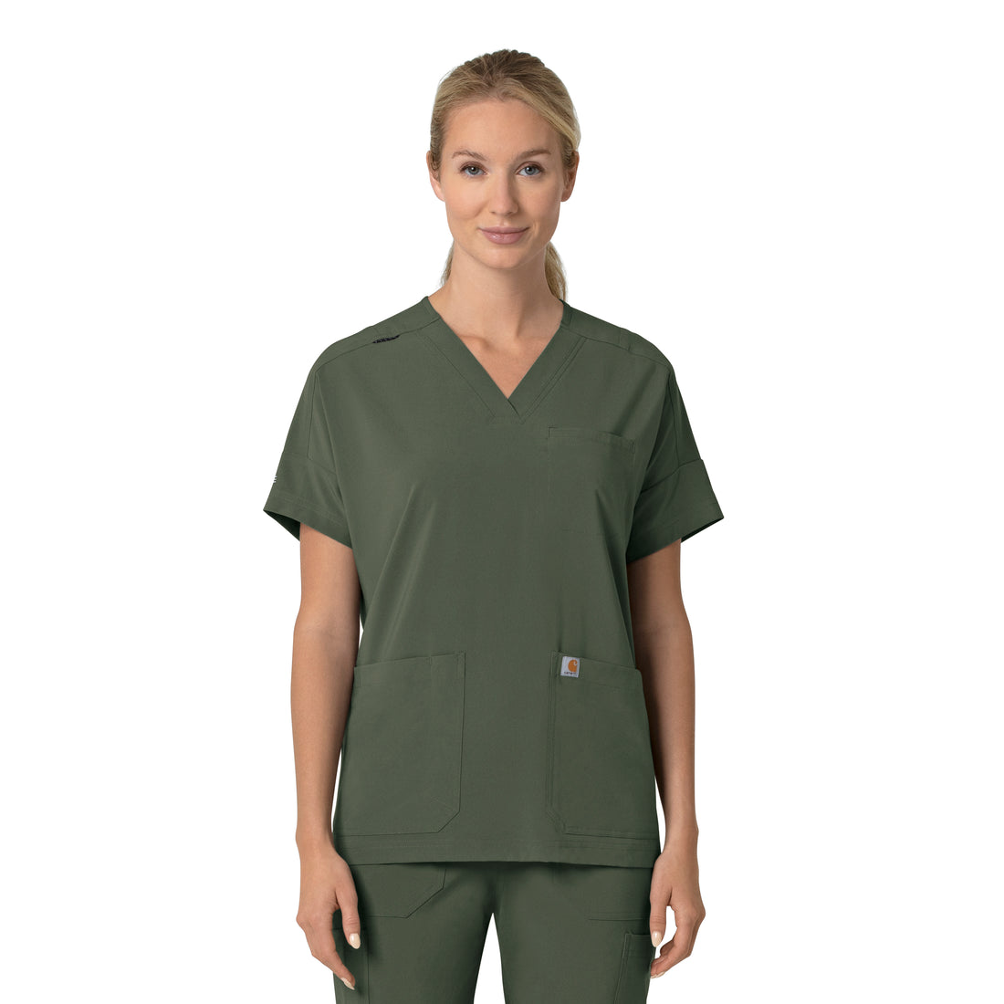 Force Cross-Flex Women's Oversized V-Neck Scrub Top Olive