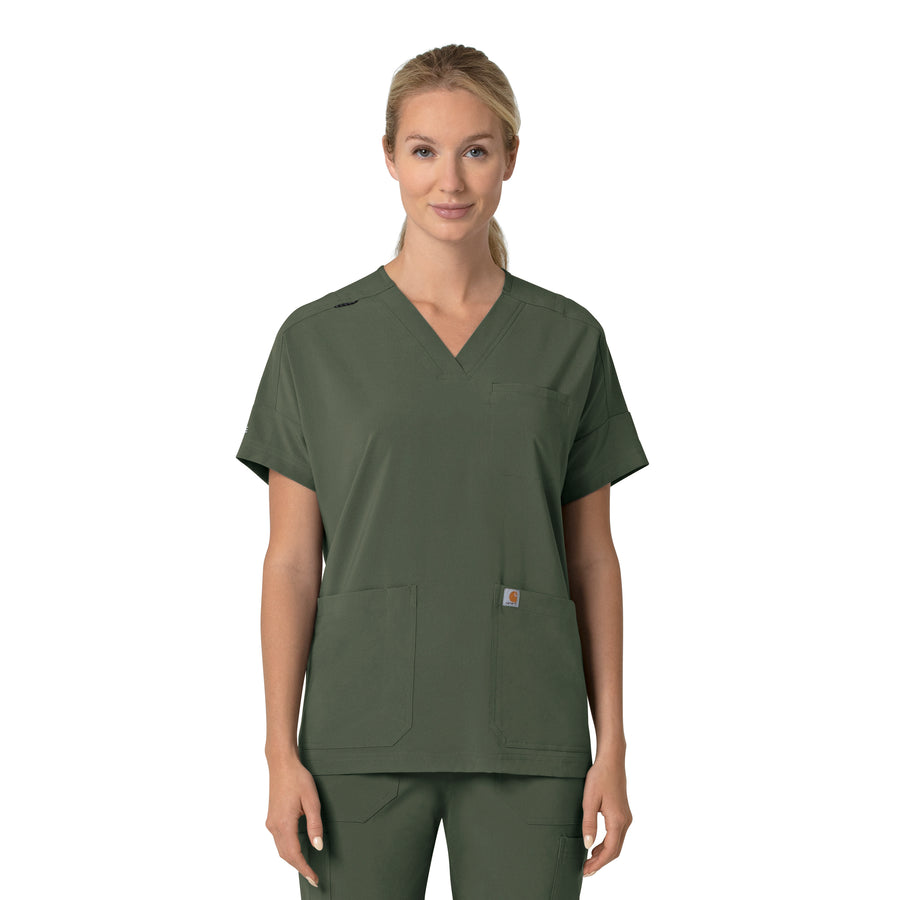Force Cross-Flex Women's Oversized V-Neck Scrub Top Olive