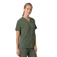 Force Cross-Flex Women's Oversized V-Neck Scrub Top Olive side view