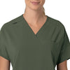 Force Cross-Flex Women's Oversized V-Neck Scrub Top Olive front detail