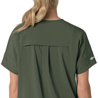 Force Cross-Flex Women's Oversized V-Neck Scrub Top Olive side detail 2