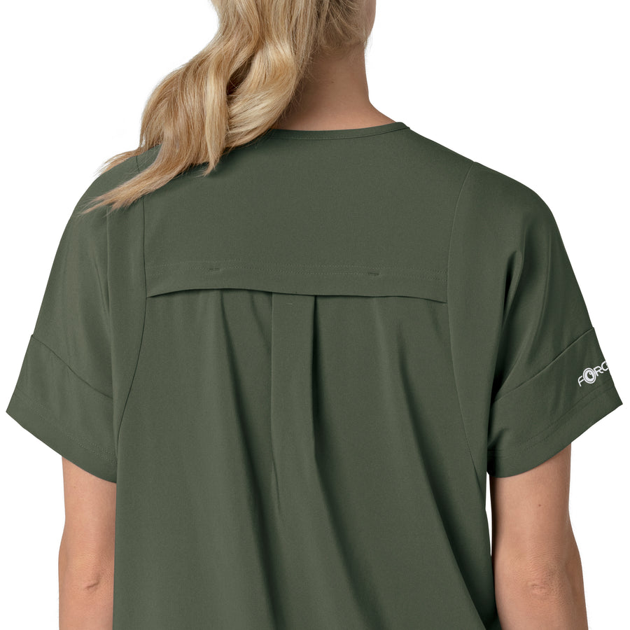 Force Cross-Flex Women's Oversized V-Neck Scrub Top Olive side detail 2
