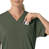 Force Cross-Flex Women's Oversized V-Neck Scrub Top Olive hemline detail